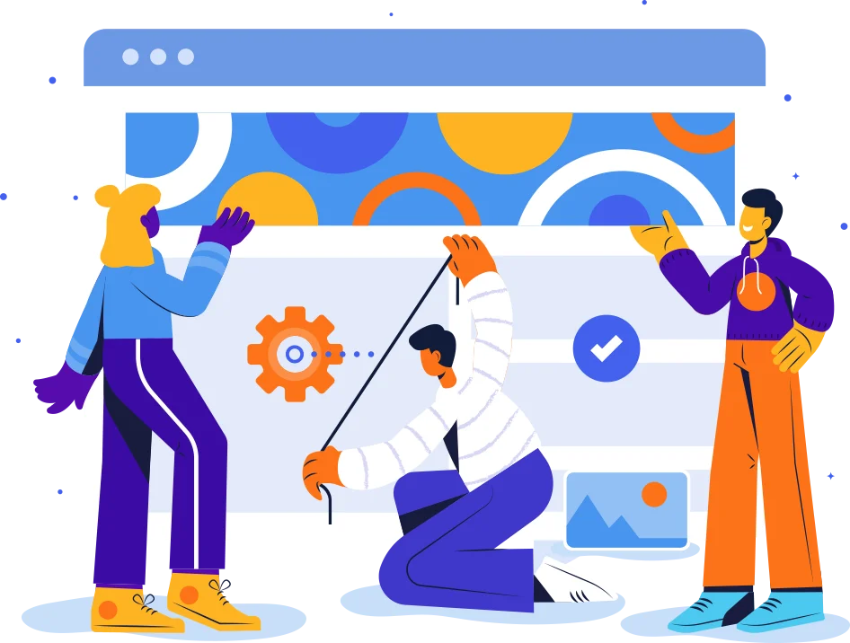 Picture of people measuring the 3d work on the web.